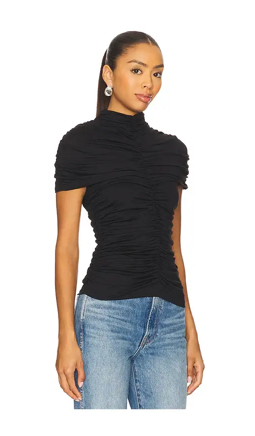 susana monaco Mock Neck Overlay Gathered Top | Thumbnail 2 susana monaco Mock Neck Overlay Gathered Top | Thumbnail 2