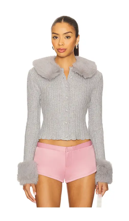 GUIZIO x REVOLVE Heart Faux Fur Knit Cardigan | Image 1 GUIZIO x REVOLVE Heart Faux Fur Knit Cardigan | Image 1