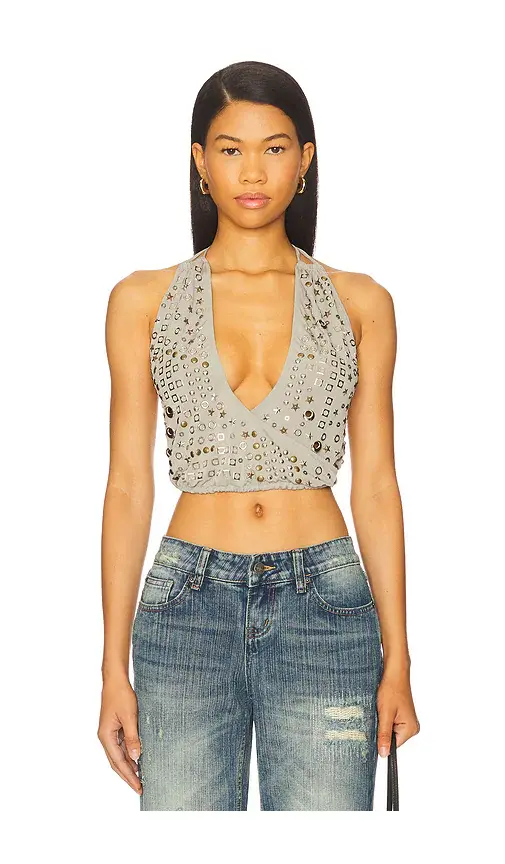 Crystal Studded Backless Top Crystal Studded Backless Top