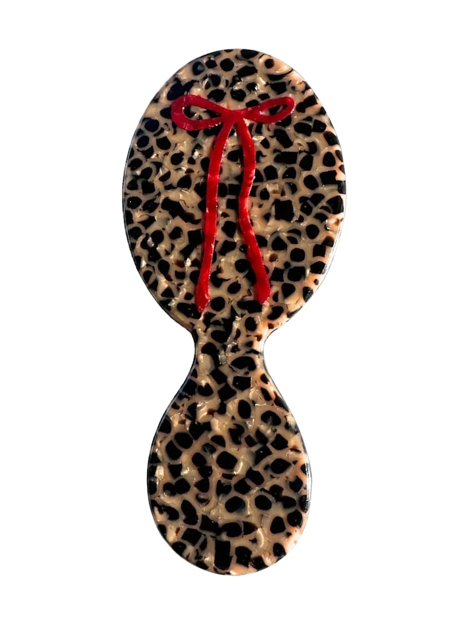 Hand-painted Compact Leopard Bow 2-1 Perfect Daily Brush Hand-painted Compact Leopard Bow 2-1 Perfect Daily Brush