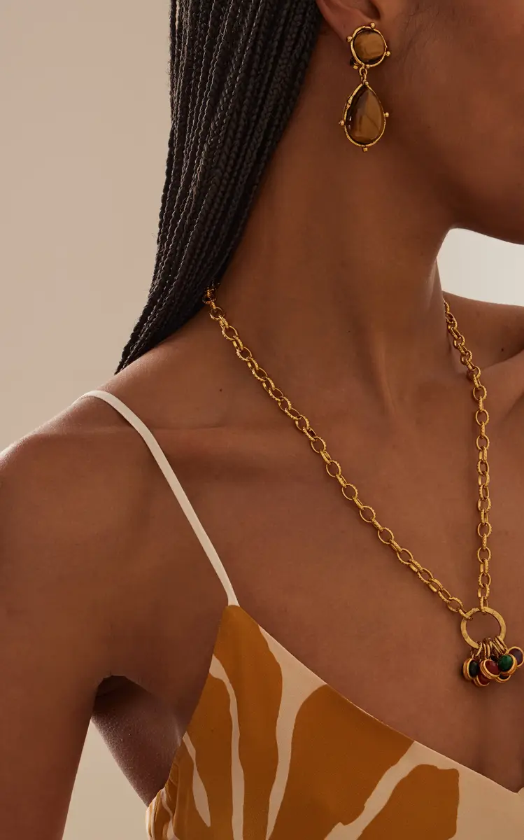Sylvia Toledano 22kt Yellow Gold Plated 2 Pierres Dot Earrings | Thumbnail 2 Sylvia Toledano 22kt Yellow Gold Plated 2 Pierres Dot Earrings | Thumbnail 2