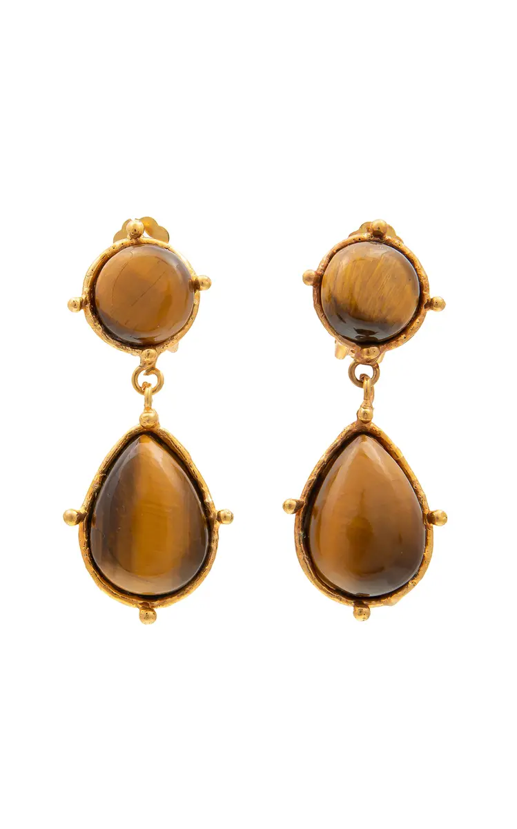 Sylvia Toledano 22kt Yellow Gold Plated 2 Pierres Dot Earrings | Thumbnail 3 Sylvia Toledano 22kt Yellow Gold Plated 2 Pierres Dot Earrings | Thumbnail 3