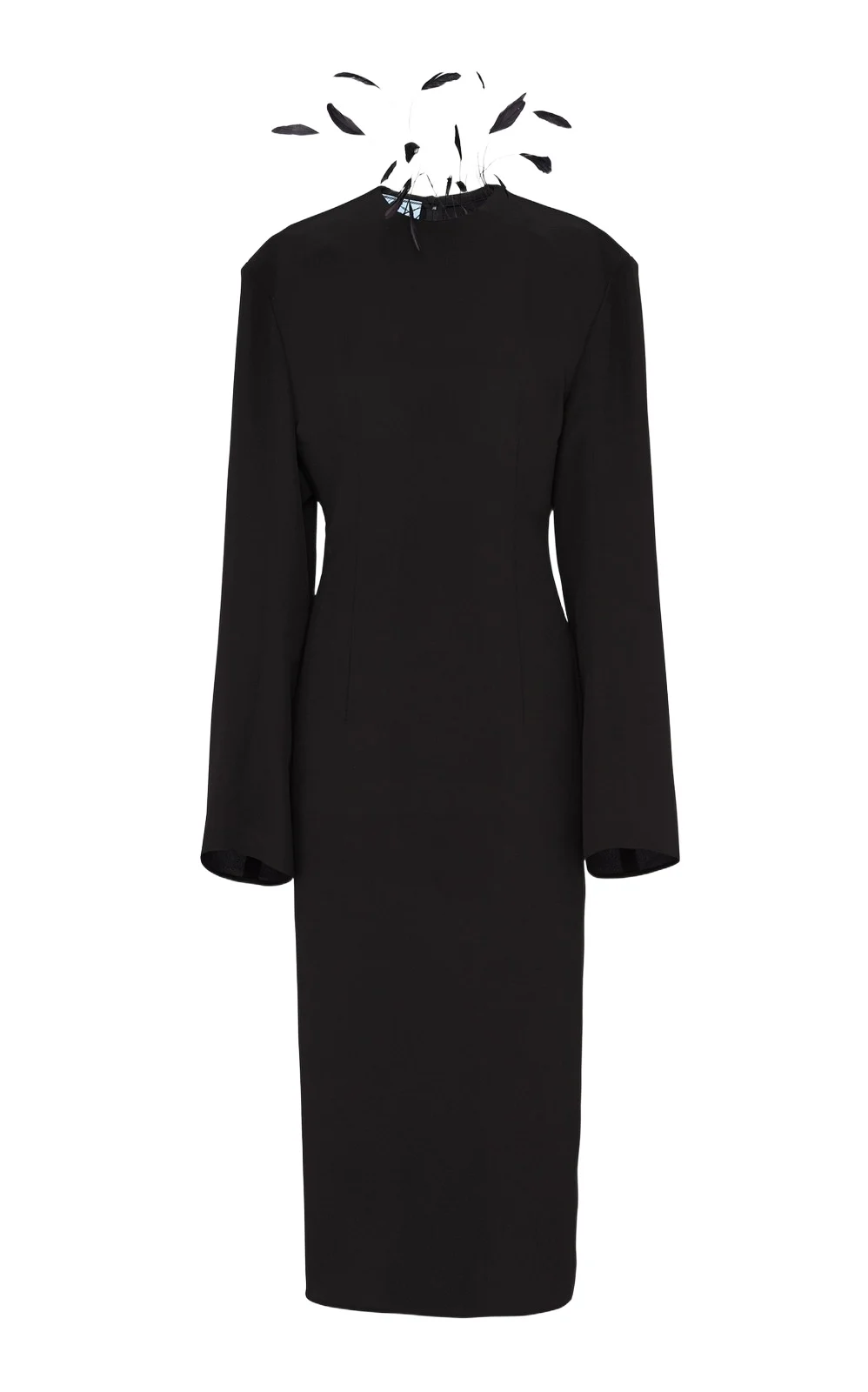 Feather-Embellished Sable Midi Dress
