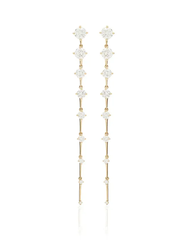 Sequence Long 18K Gold Diamond Earrings