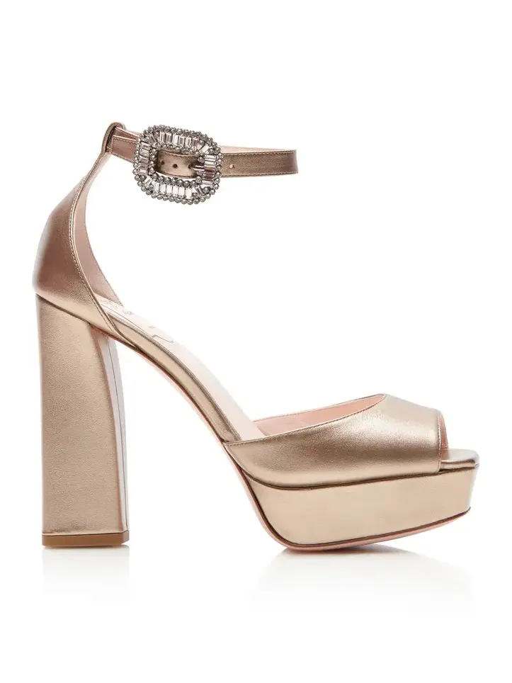 Strass Platform Metallic Leather Sandals Strass Platform Metallic Leather Sandals