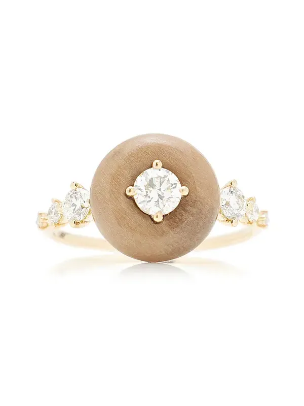 Fernando Jorge Orbit 18K Yellow Gold; Diamond; And Petrified Wood Ring