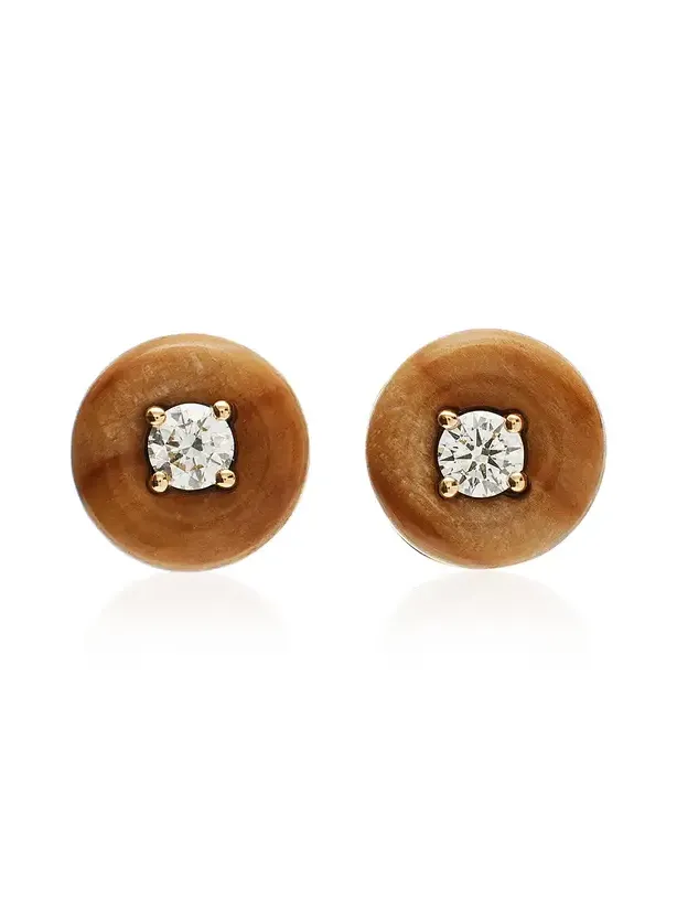 Petrified Wood Orbit Diamond Medium Studs Petrified Wood Orbit Diamond Medium Studs