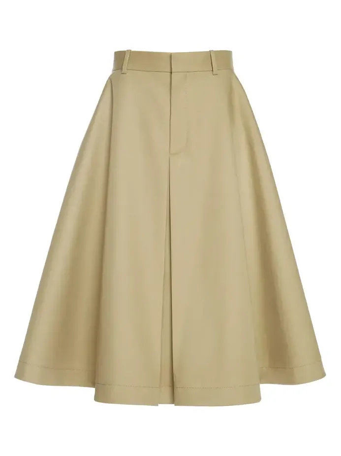 Fine Compact Cotton-Twill A-Line Skirt
