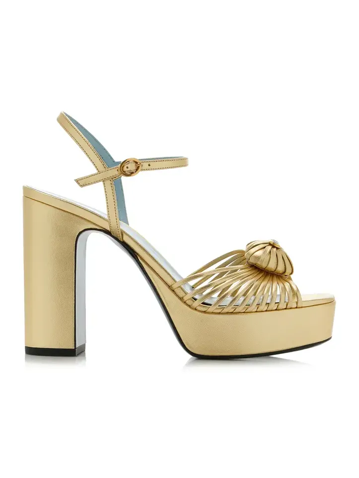 Royal Metallic Leather Platform Sandals Royal Metallic Leather Platform Sandals