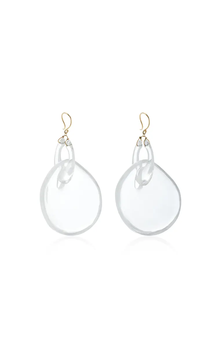 TEN THOUSAND THINGS Big Gong 18K Yellow Gold Crystal Earrings | Thumbnail 3 TEN THOUSAND THINGS Big Gong 18K Yellow Gold Crystal Earrings | Thumbnail 3
