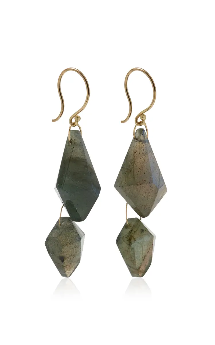 TEN THOUSAND THINGS 18K Yellow Gold Labradorite Double Faceted Drop Earrings | Thumbnail 3 TEN THOUSAND THINGS 18K Yellow Gold Labradorite Double Faceted Drop Earrings | Thumbnail 3