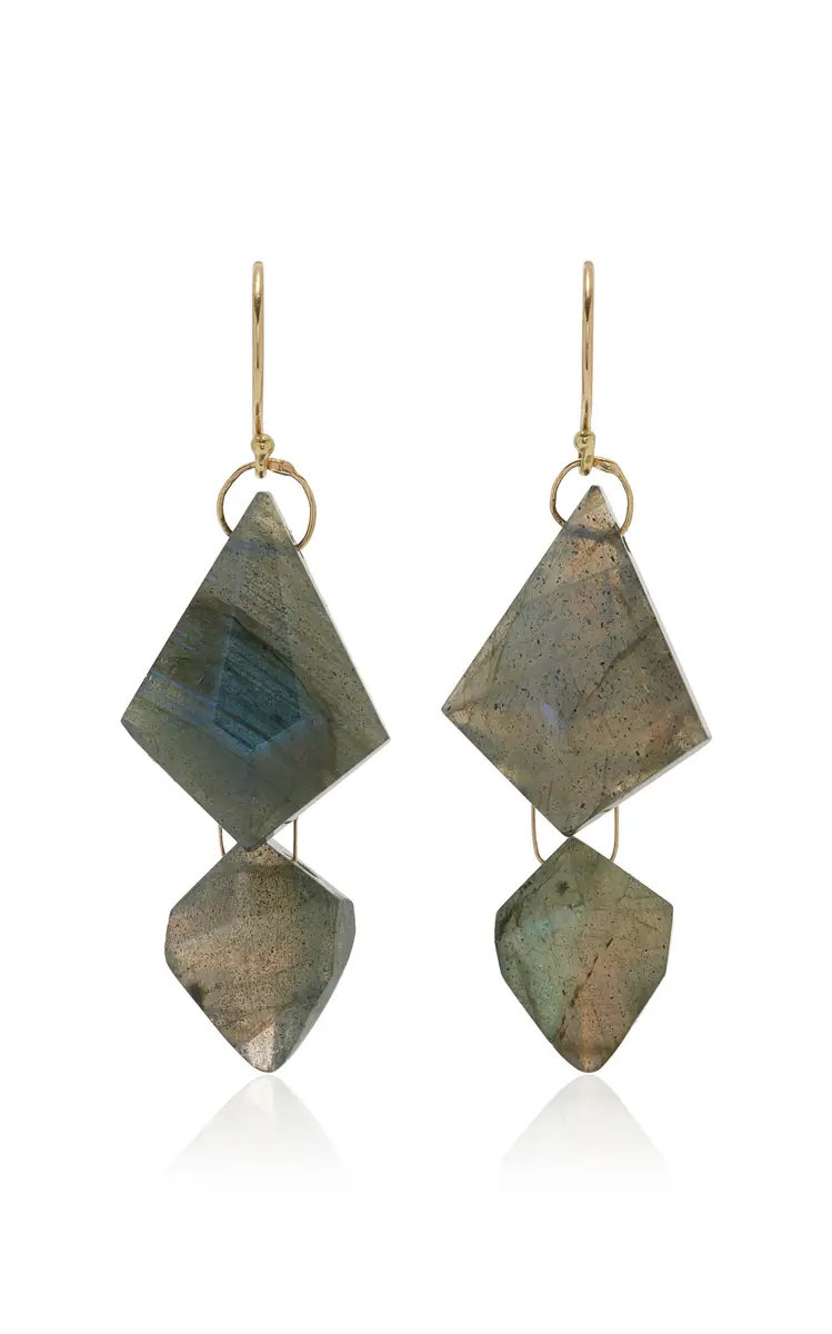 TEN THOUSAND THINGS 18K Yellow Gold Labradorite Double Faceted Drop Earrings | Thumbnail 4 TEN THOUSAND THINGS 18K Yellow Gold Labradorite Double Faceted Drop Earrings | Thumbnail 4