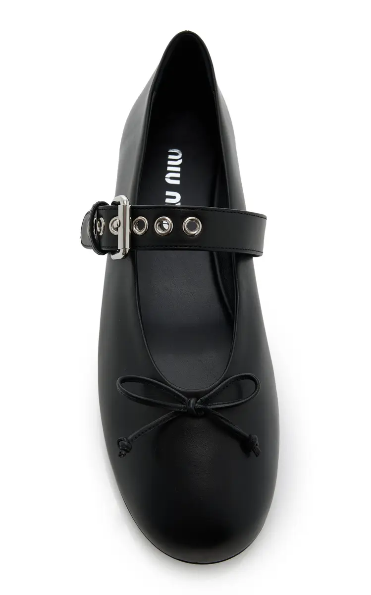 Miu Miu Buckle-Strap Leather Ballet Flats | Thumbnail 3