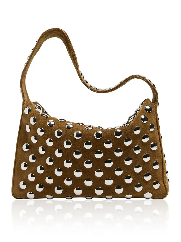 Elena Studded Suede Shoulder Bag