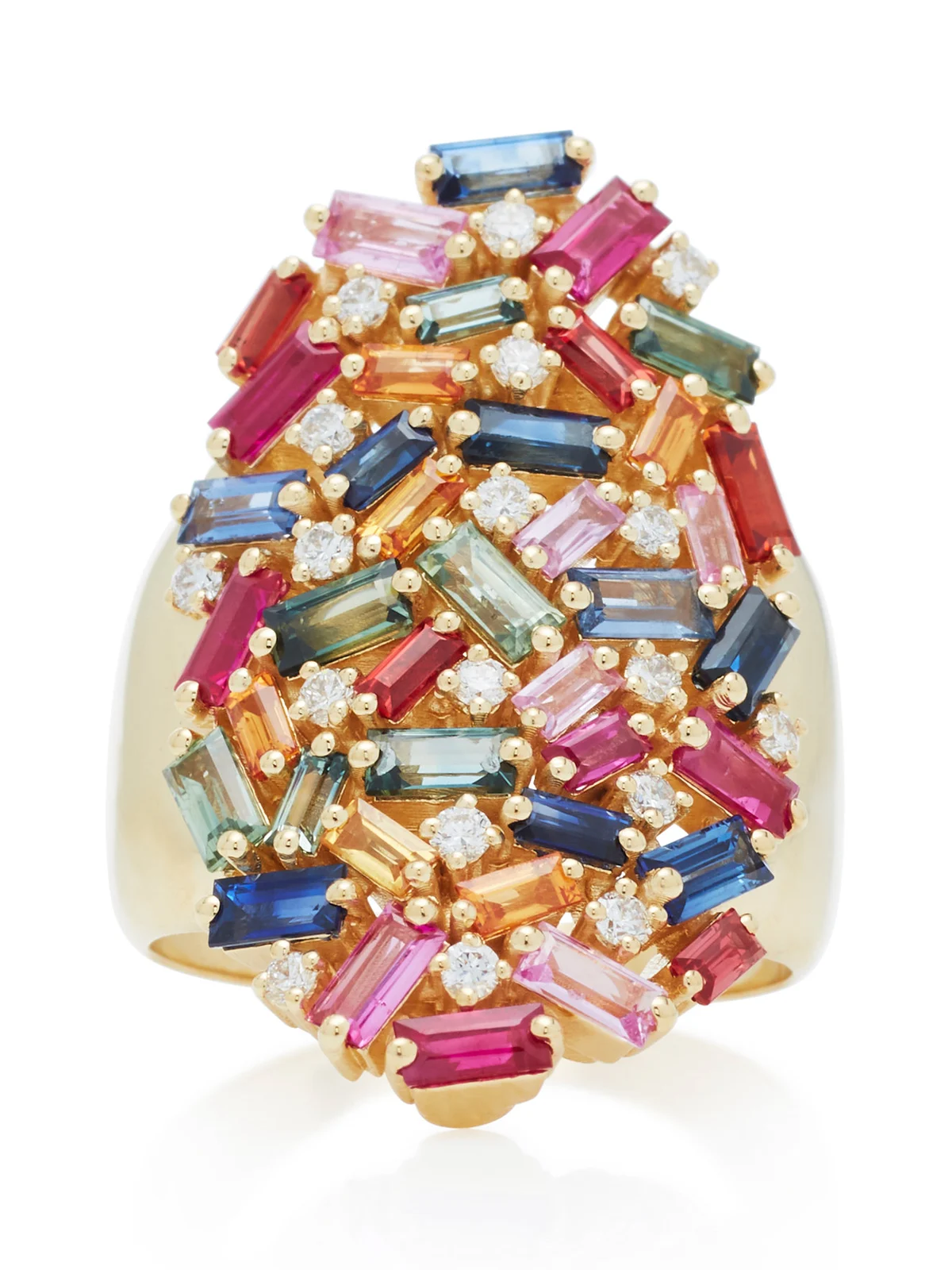 Suzanne Kalan Rainbow 18K Yellow-Gold and Sapphire Cocktail Ring