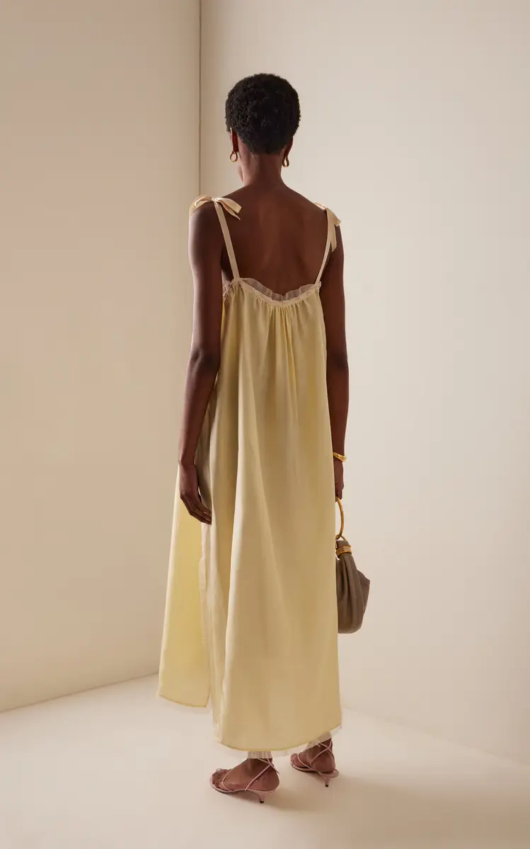 Chloé Lace-Trimmed Silk Habotai Maxi Dress | Thumbnail 4 Chloé Lace-Trimmed Silk Habotai Maxi Dress | Thumbnail 4