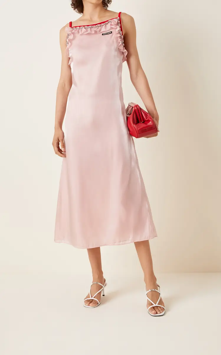 Miu Miu Ruffle-Trimmed Voile Slip Dress | Thumbnail 2