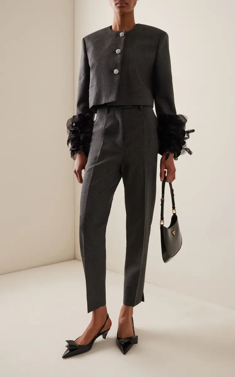 Prada Feather-Embellished Wool Jacket | Thumbnail 3
