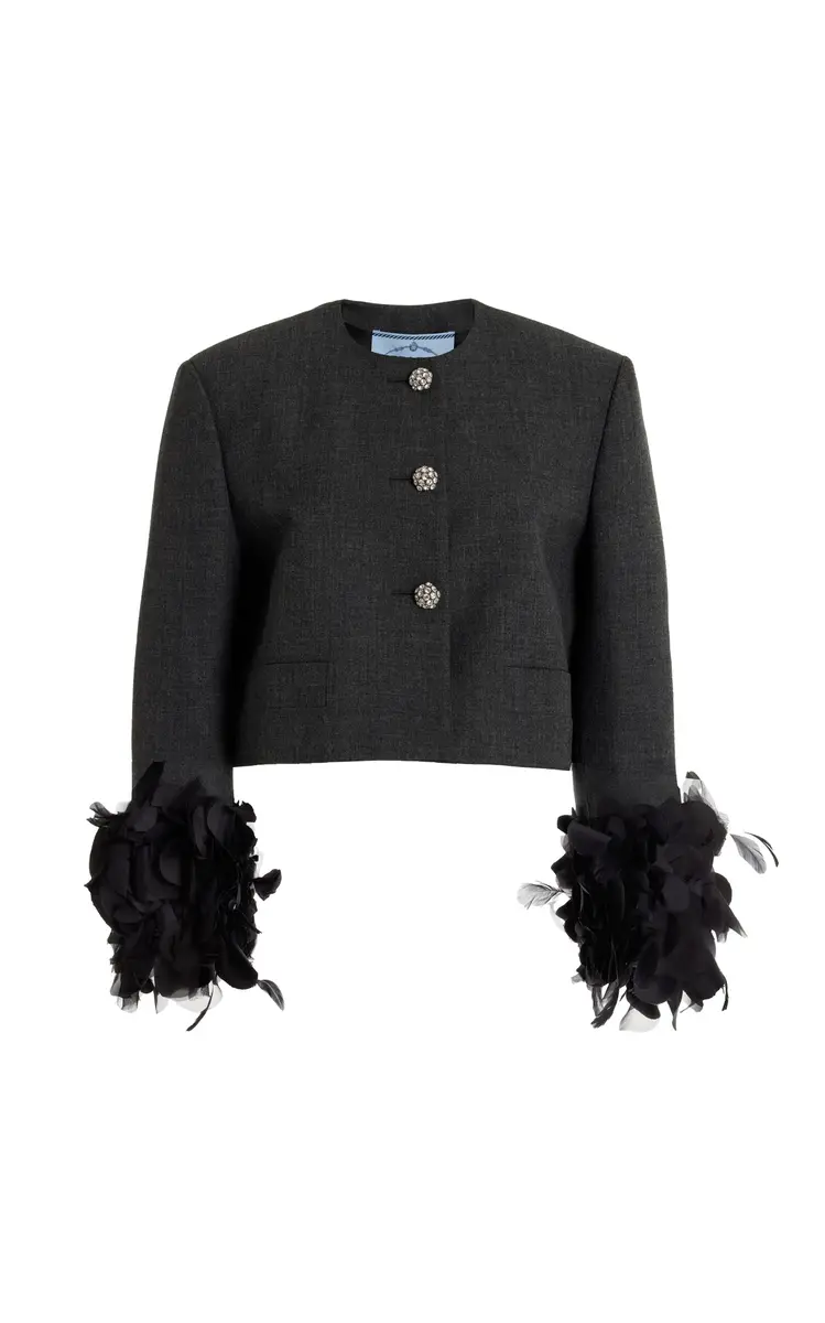 Prada Feather-Embellished Wool Jacket | Thumbnail 6