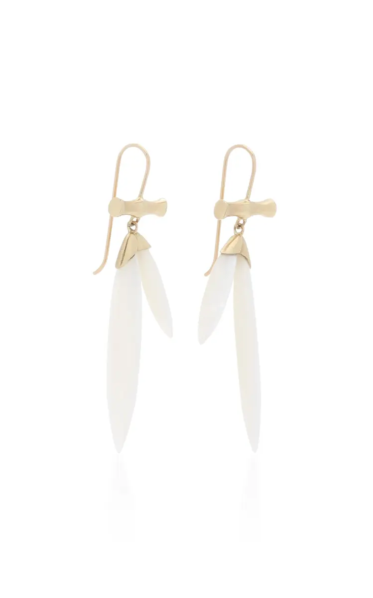 Annette Ferdinandsen 14K Gold Mother of Pearl Bamboo earrings | Thumbnail 3 Annette Ferdinandsen 14K Gold Mother of Pearl Bamboo earrings | Thumbnail 3
