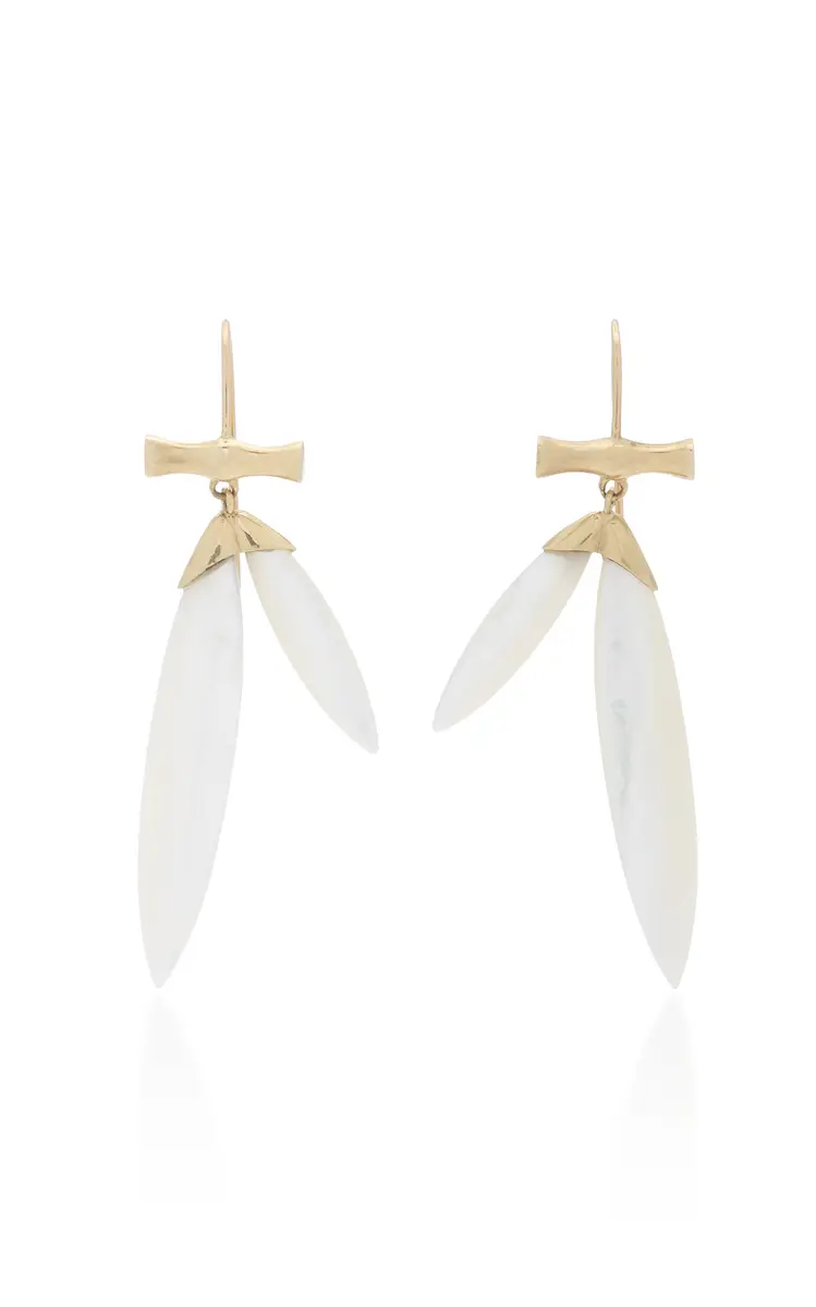 Annette Ferdinandsen 14K Gold Mother of Pearl Bamboo earrings | Thumbnail 4 Annette Ferdinandsen 14K Gold Mother of Pearl Bamboo earrings | Thumbnail 4