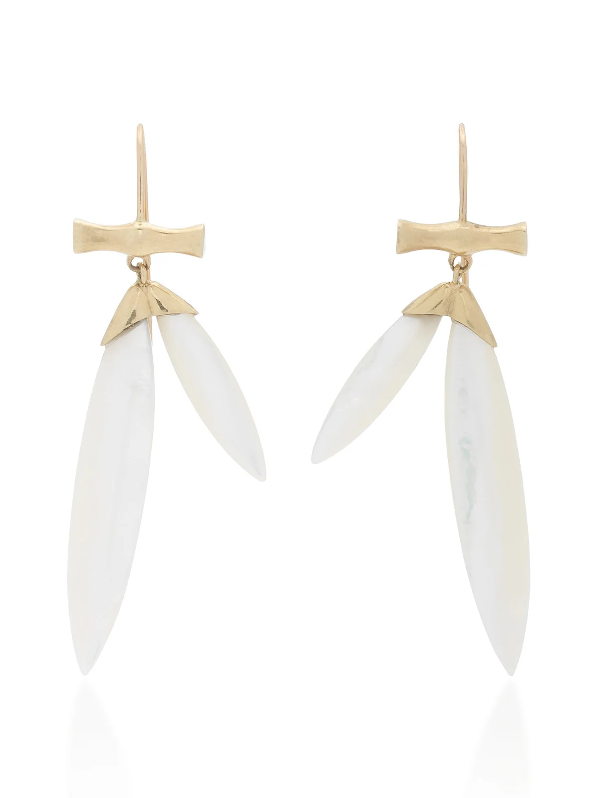 Annette Ferdinandsen 14K Gold Mother of Pearl Bamboo earrings
