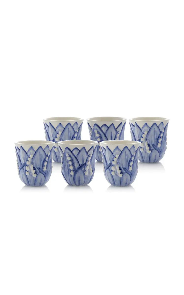 Moda Domus Set-of-Six Lily of the Valley Ceramic Tumblers | Thumbnail 3 Moda Domus Set-of-Six Lily of the Valley Ceramic Tumblers | Thumbnail 3