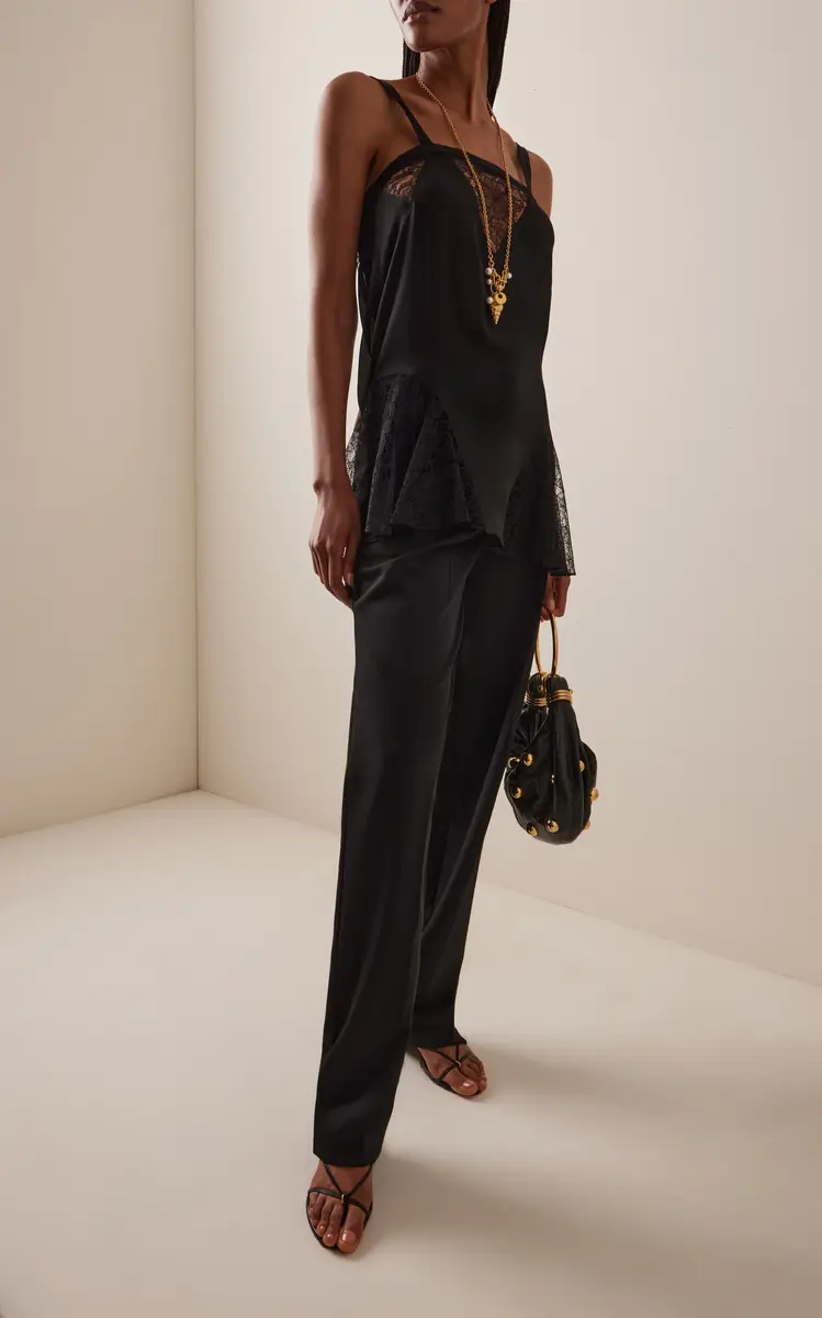 Chloé Lace-Trimmed Silk Charmeuse Mini Dress | Thumbnail 3 Chloé Lace-Trimmed Silk Charmeuse Mini Dress | Thumbnail 3
