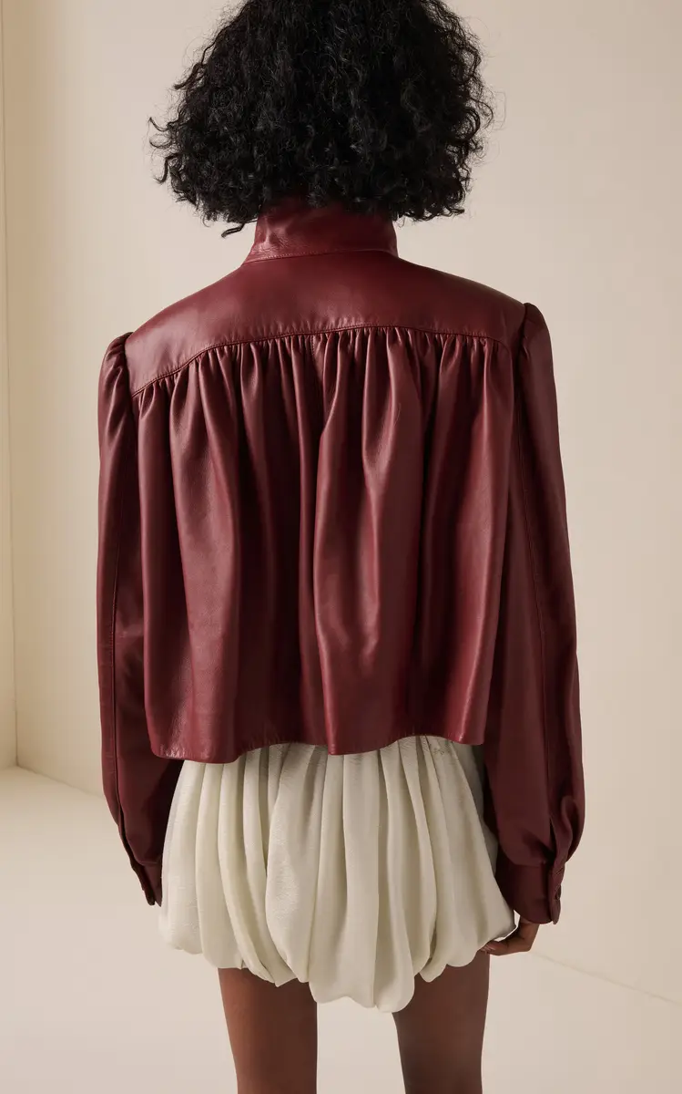 Chloé Puff-Sleeve Plonge Leather Cropped Jacket | Thumbnail 19 Chloé Puff-Sleeve Plonge Leather Cropped Jacket | Thumbnail 19