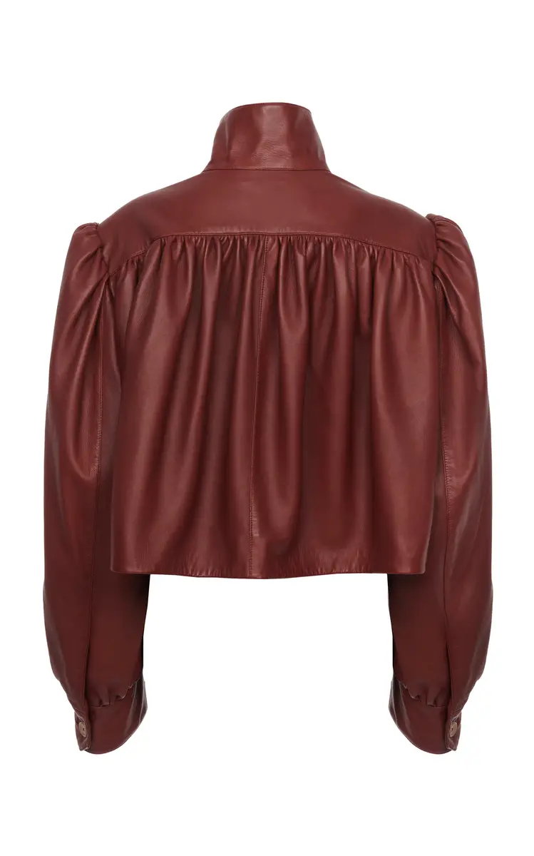Chloé Puff-Sleeve Plonge Leather Cropped Jacket | Thumbnail 20 Chloé Puff-Sleeve Plonge Leather Cropped Jacket | Thumbnail 20