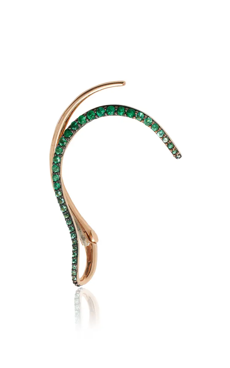 Marie Mas 18K Rose Gold Emerald Queen Wave Ear Jewel | Image 1 Marie Mas 18K Rose Gold Emerald Queen Wave Ear Jewel | Image 1