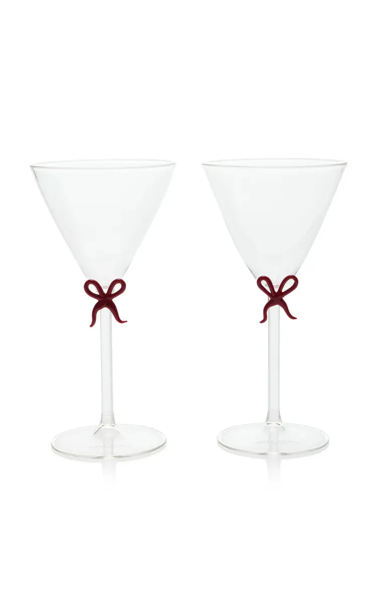 Moda Domus Set-of-Two Handmade Martini Glasses - Pink | Image 1 Moda Domus Set-of-Two Handmade Martini Glasses - Pink | Image 1