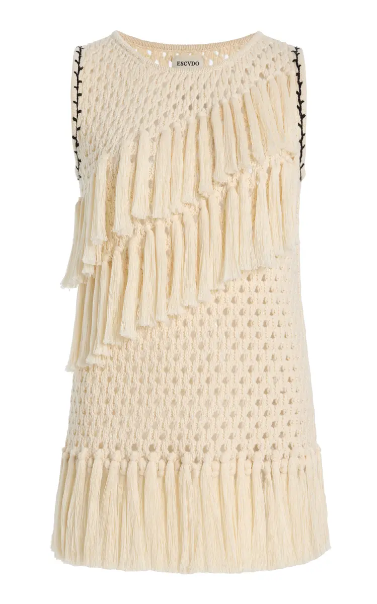 ESCVDO Exclusive Espina Fringed Crocheted Cotton Top