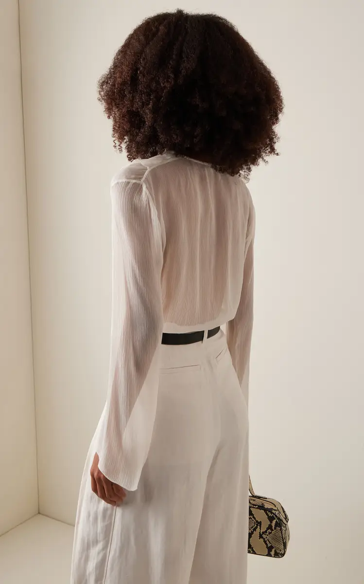 NILI LOTAN Gisella Ruffled Lace-Up Silk Top - Ivory | Thumbnail 4 NILI LOTAN Gisella Ruffled Lace-Up Silk Top - Ivory | Thumbnail 4