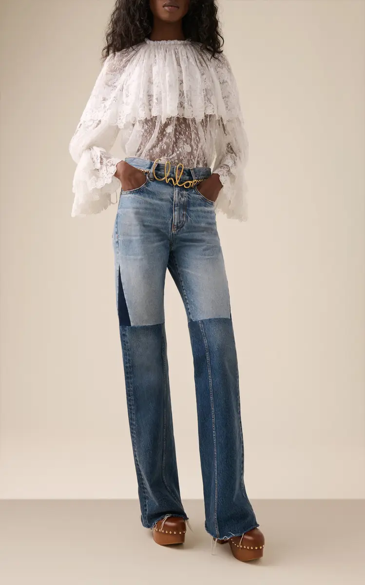 Chloé Patchwork Rigid High-Rise Flared-Leg Jeans | Thumbnail 2 Chloé Patchwork Rigid High-Rise Flared-Leg Jeans | Thumbnail 2
