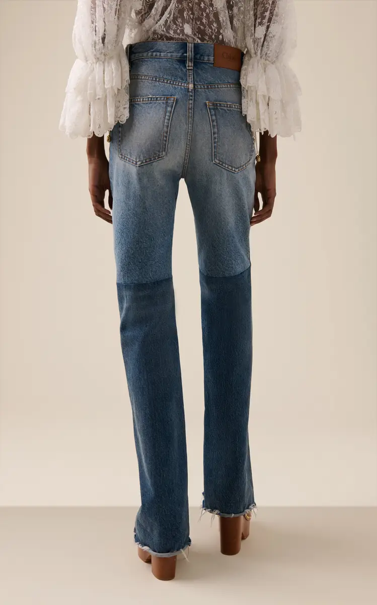 Chloé Patchwork Rigid High-Rise Flared-Leg Jeans | Thumbnail 4 Chloé Patchwork Rigid High-Rise Flared-Leg Jeans | Thumbnail 4