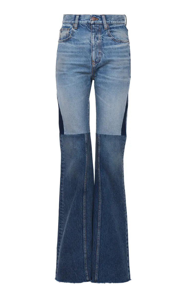Chloé Patchwork Rigid High-Rise Flared-Leg Jeans | Thumbnail 1 Chloé Patchwork Rigid High-Rise Flared-Leg Jeans | Thumbnail 1