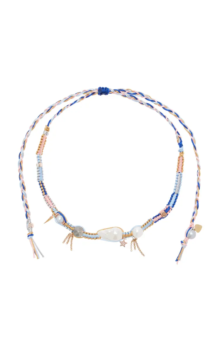 Joie DiGiovanni Summer Sky Angel Silk Pearl Rocker Necklace