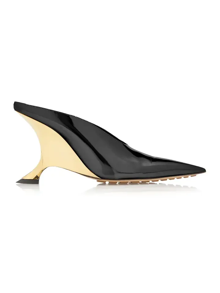 Patent Leather Wedge Mules