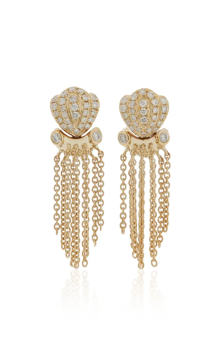 Yvonne Léon Octupus 9K Yellow Gold Diamond Earrings