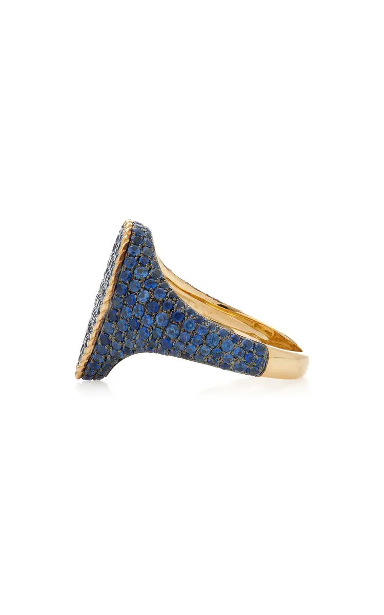 Yvonne Léon 9K Yellow Gold Sapphire Signet Ring | Thumbnail 5 Yvonne Léon 9K Yellow Gold Sapphire Signet Ring | Thumbnail 5