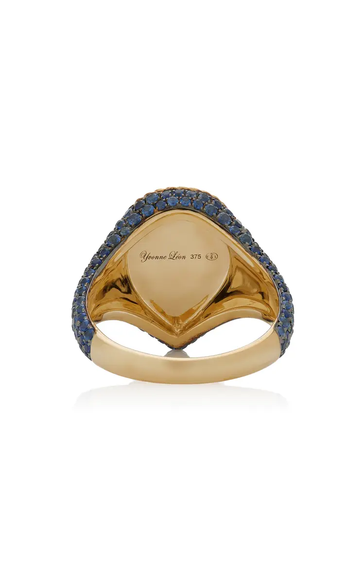 Yvonne Léon 9K Yellow Gold Sapphire Signet Ring | Thumbnail 6 Yvonne Léon 9K Yellow Gold Sapphire Signet Ring | Thumbnail 6