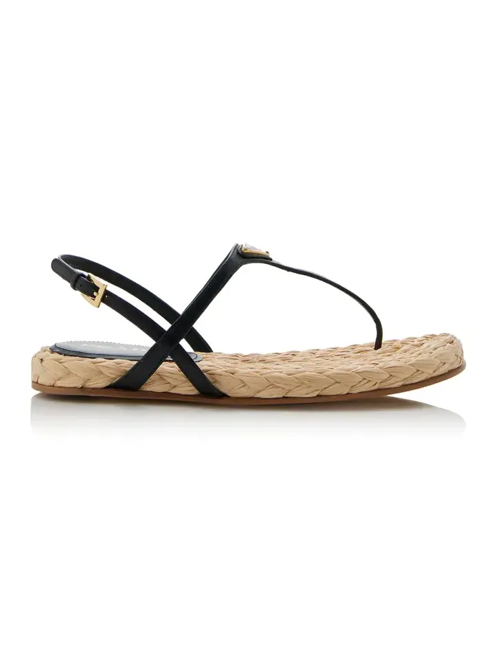 Leather; Raffia Sandals