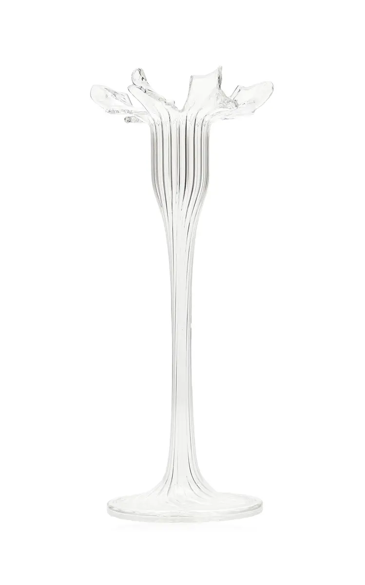 Moda Domus Medium Floral Glass Candle Stick