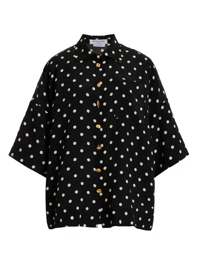 Exclusive Zaoua Polka-Dot Deadstock-Silk Shirt