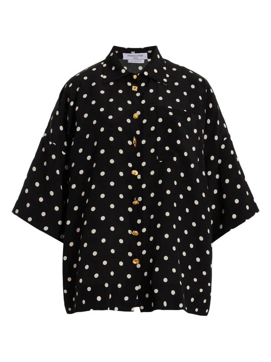 FRANÇOISE Exclusive Zaoua Polka-Dot Deadstock-Silk Shirt