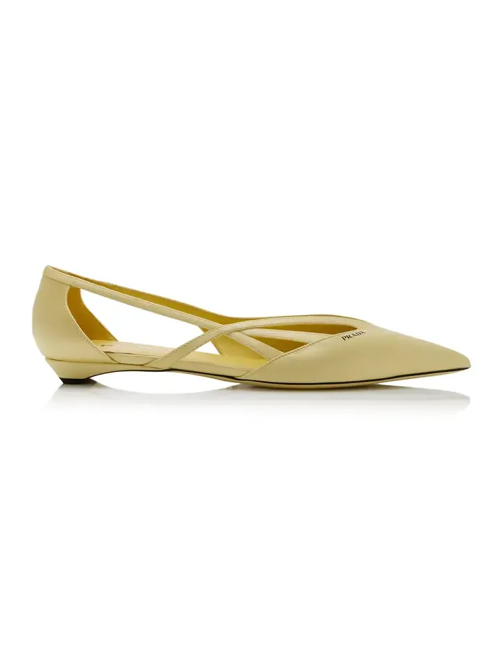 Cutout Leather Ballet Flats