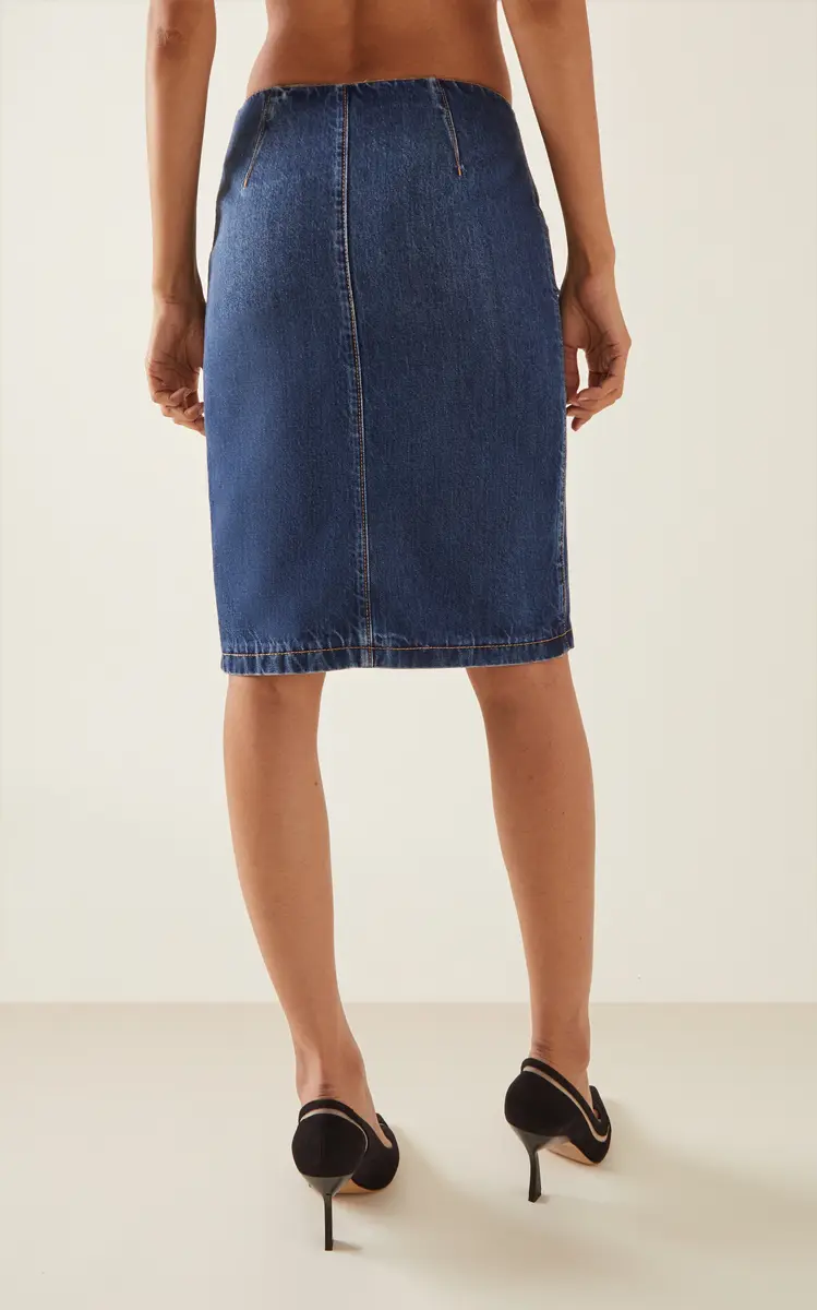 Nensi Dojaka Asymmetric-Zip Cotton Midi Skirt | Thumbnail 4 Nensi Dojaka Asymmetric-Zip Cotton Midi Skirt | Thumbnail 4