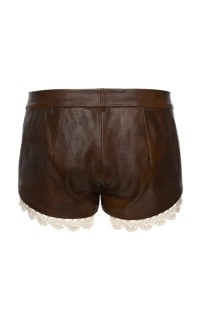 Magda Butrym Lace-Trimmed Leather Shorts | Thumbnail 5 Magda Butrym Lace-Trimmed Leather Shorts | Thumbnail 5