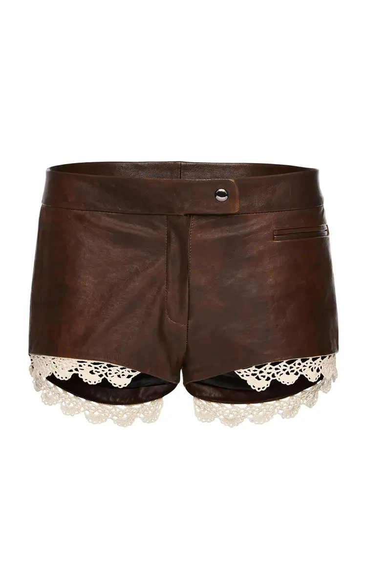 Magda Butrym Lace-Trimmed Leather Shorts | Thumbnail 6 Magda Butrym Lace-Trimmed Leather Shorts | Thumbnail 6